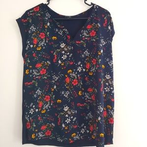 Medium navy blue floral blouse